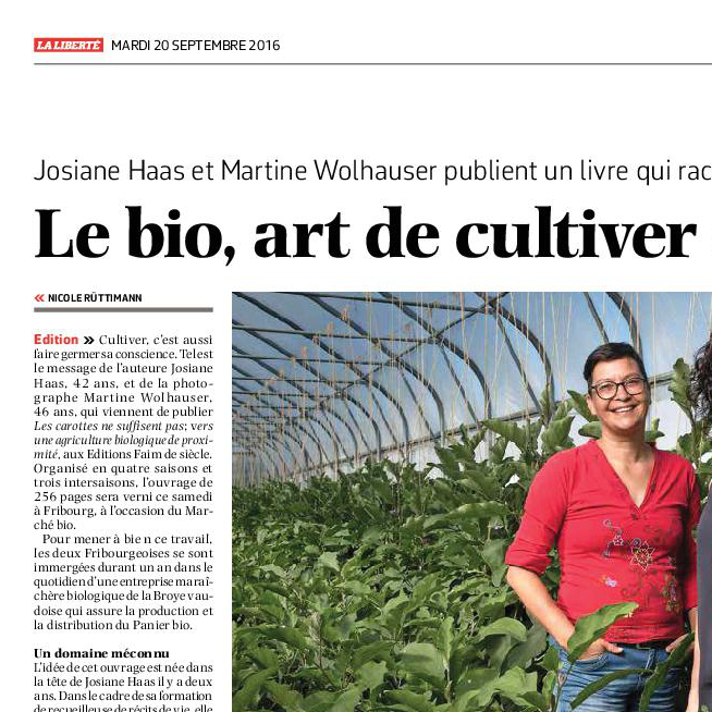 Article de la Liberté à propos du livre "Les carottes ne suffisent pas"