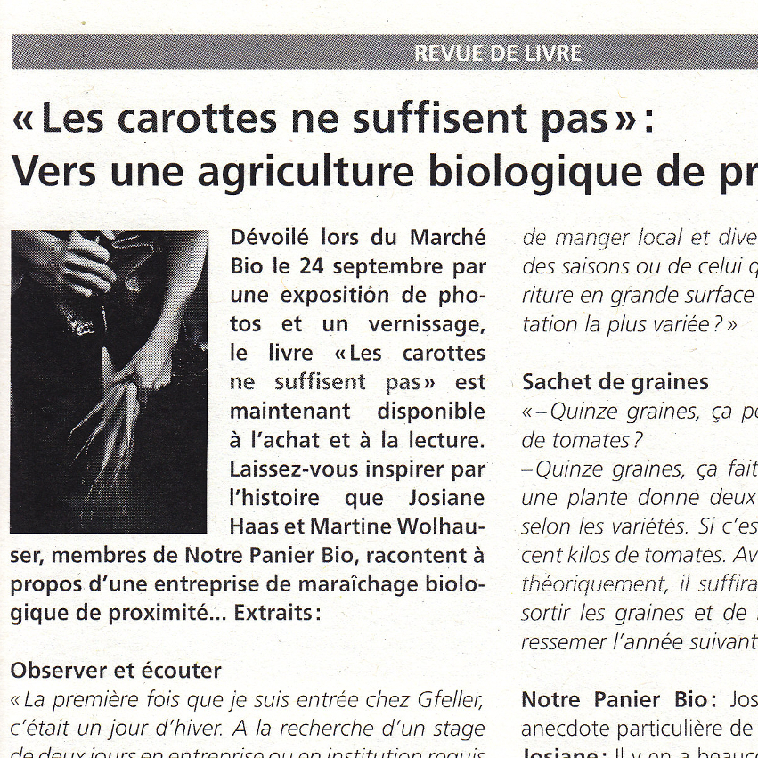 Article de La tête dans le panier sur "Les carottes ne suffisent pas"